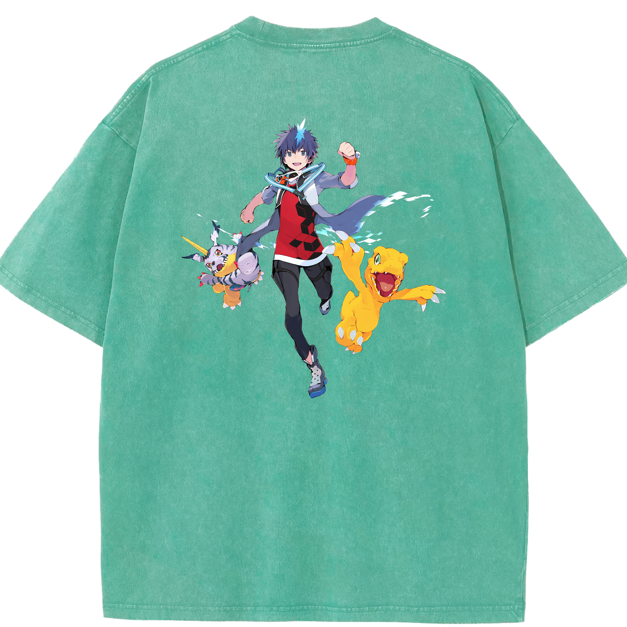 （画像用） Digimon デジタルモンスター/デジモン 綿100% ヴィンテージ風 半袖Tシャツ（背面プリント）
